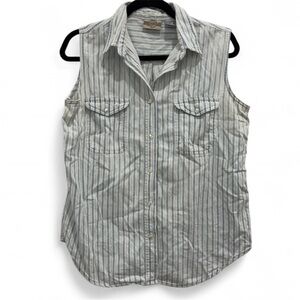 Vintage Denim Republic Striped Sleeveless Women’s Shirt size large